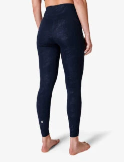 Sweaty Betty All Day Croc-embossed Stretch-woven Leggings -Selfridges Store R04127347 BLUTEXCROCPRNT ALT03