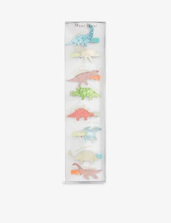 Meri-Meri Dinosaur-shaped Glitter-embellished Hair Slides Pack Of Eight