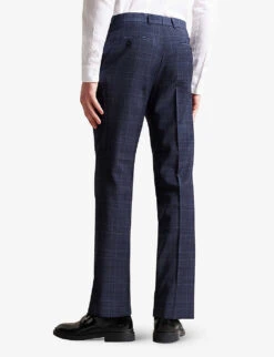 Ted Baker Check Regular-fit Straight-leg Stretch Wool-blend Trousers -Selfridges Store R04129695 NAVY ALT03