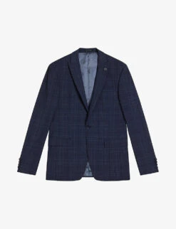 Ted Baker Chesijs Check-pattern Single-breasted Wool Jacket