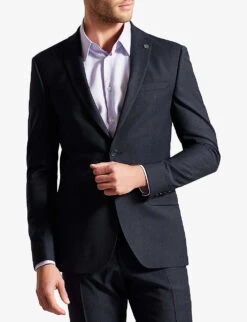 Ted Baker Forbyjs Puppytooth-texture Stretch Wool-blend Blazer -Selfridges Store R04129706 NAVY ALT02