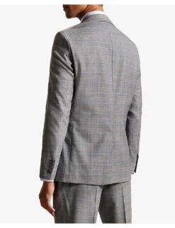 Ted Baker Elgoljs Regular-fit Checked Stretch-wool Jacket -Selfridges Store R04129707 GREY ALT03