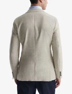 Reiss Attire Slim-fit Single-breasted Wool-blend Blazer -Selfridges Store R04130432 OATMEAL ALT03