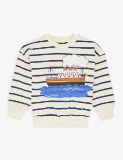 Mini Rodini Ferry-print Stripe-pattern Long-sleeve Cotton-jersey Sweatshirt 18 Months-11 Years