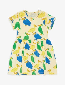 Mini Rodini Pelican-print Short-sleeve Stretch-cotton Dress 18 Months-11 Years
