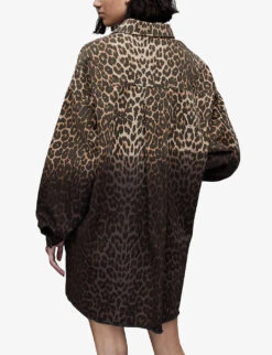 AllSaints Lily Leopard-print Oversized-fit Cotton Overshirt -Selfridges Store R04131323 ANIMALBROWN ALT03