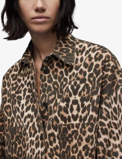 AllSaints Lily Leopard-print Oversized-fit Cotton Overshirt -Selfridges Store R04131323 ANIMALBROWN ALT04