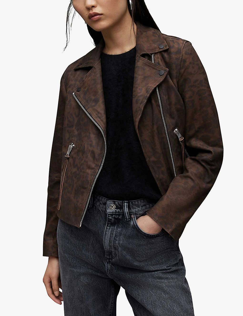 AllSaints Dalby Leopard-print Leather Biker Jacket 3 AllSaints Dalby Leopard-print Leather Biker Jacket - Image 3