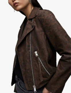 AllSaints Dalby Leopard-print Leather Biker Jacket 10 AllSaints Dalby Leopard-print Leather Biker Jacket -Selfridges Store R04131347 BROWN ALT04