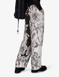 AllSaints Tyler Pattie Floral-patterned Straight-leg Relaxed-fit Woven Trousers -Selfridges Store R04131502 ECRUWHITE ALT03