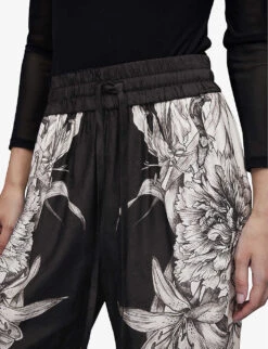 AllSaints Tyler Pattie Floral-patterned Straight-leg Relaxed-fit Woven Trousers -Selfridges Store R04131502 ECRUWHITE ALT04