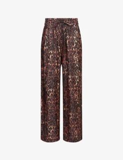 AllSaints Tyler Leopard-print Wide-leg Mid-rise Woven Trousers