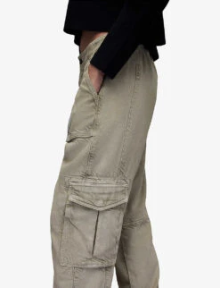 AllSaints Frieda Tapered-leg High-rise Woven Cargo Trousers -Selfridges Store R04131586 WASHEDOLIVEG ALT04