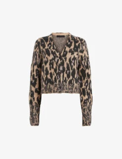 AllSaints Anita Leopard-print Knitted Cardigan