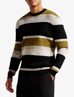 Ted Baker Array Striped Ribbed Cotton-blend Jumper -Selfridges Store R04131829 NATURAL ALT02