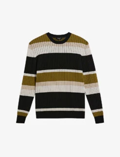 Ted Baker Array Striped Ribbed Cotton-blend Jumper