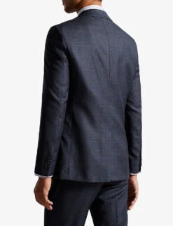 Ted Baker Cromjs Check-pattern Stretch Wool-blend Jacket -Selfridges Store R04131834 NAVY ALT02