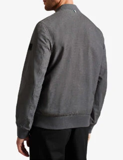 Ted Baker Elmhrst Logo-patch Woven Bomber Jacket 5 Ted Baker Elmhrst Logo-patch Woven Bomber Jacket -Selfridges Store R04132397 GREY ALT02