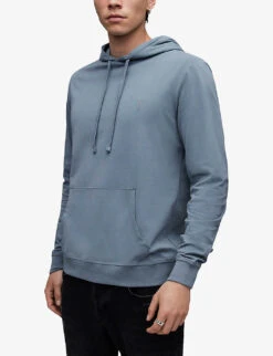 AllSaints Brace Ramskull-embroidered Cotton Hoody -Selfridges Store R04132723 SHALLOWBLUE ALT02