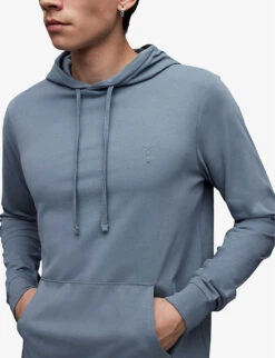 AllSaints Brace Ramskull-embroidered Cotton Hoody -Selfridges Store R04132723 SHALLOWBLUE ALT04