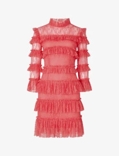 By Malina Carmine Ruffle-trim Woven Mini Dress