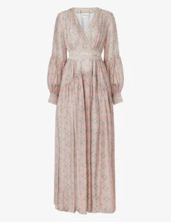 By Malina Franca Abstract-print Satin Maxi Dress