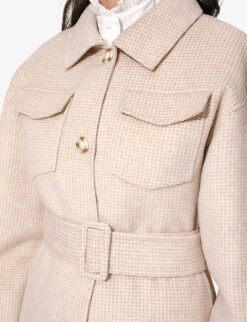 By Malina Joanna Checked Wool-blend Jacket -Selfridges Store R04133208 MACADAMIAHNDSTOOTH ALT04