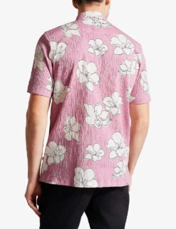 Ted Baker Coving Floral-print Seersucker Stretch-cotton Shirt -Selfridges Store R04133322 MIDPINK ALT03