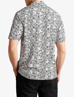 Ted Baker Mulben Floral-embroidery Short-sleeve Woven Shirt -Selfridges Store R04133333 WHITE ALT03
