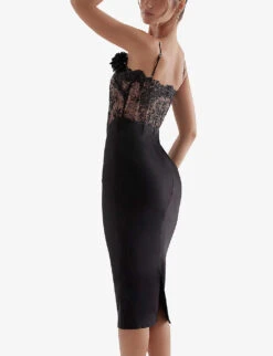 Nikita Corset Satin And Lace Midi Dress -Selfridges Store R04133539 BLACK ALT02
