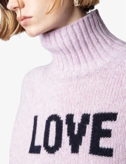 Zadig & Voltaire Alma Love-slogan Knitted Wool Jumper -Selfridges Store R04134402 PARME ALT04