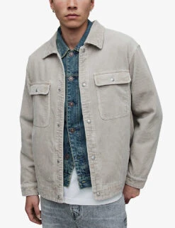 AllSaints Castleford Spread-collar Relaxed-fit Recycled-cotton Corduroy Shirt -Selfridges Store R04134479 FROSTEDTAUPE ALT02