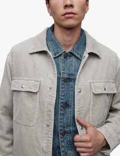 AllSaints Castleford Spread-collar Relaxed-fit Recycled-cotton Corduroy Shirt -Selfridges Store R04134479 FROSTEDTAUPE ALT04