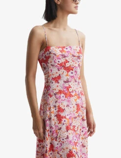 Reiss Bonnie Floral-print Woven Midi Dress -Selfridges Store R04135031 PINKPRINT ALT02