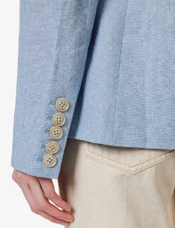 Paige Chelsee Single-breasted Linen-cotton Blend Blazer 9 Paige Chelsee Single-breasted Linen-cotton Blend Blazer -Selfridges Store R04136650 CHAMBRAY ALT04