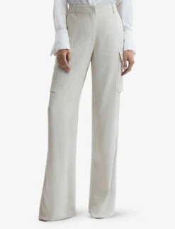 Reiss Drew Mid-rise Wide-leg Woven Combat Trousers -Selfridges Store R04139940 NEUTRAL ALT02