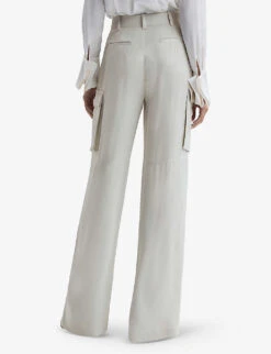Reiss Drew Mid-rise Wide-leg Woven Combat Trousers -Selfridges Store R04139940 NEUTRAL ALT03