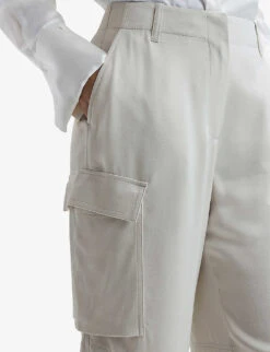 Reiss Drew Mid-rise Wide-leg Woven Combat Trousers -Selfridges Store R04139940 NEUTRAL ALT04