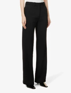 Joseph Morissey Straight-leg High-rise Stretch-woven Trousers -Selfridges Store R04140082 BLACK ALT02