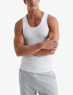 Reiss Vinnie Crewneck Stretch-cotton Vest -Selfridges Store R04141855 WHITE ALT02