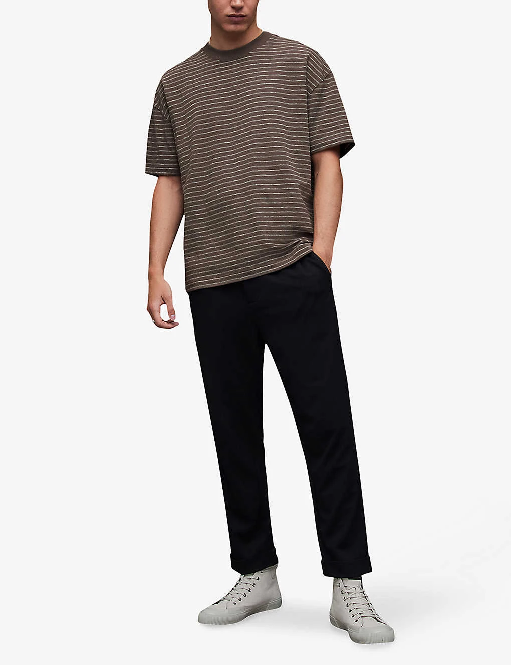 AllSaints Keaton Striped-pattern Organic-cotton T-shirt 2 AllSaints Keaton Striped-pattern Organic-cotton T-shirt - Image 2