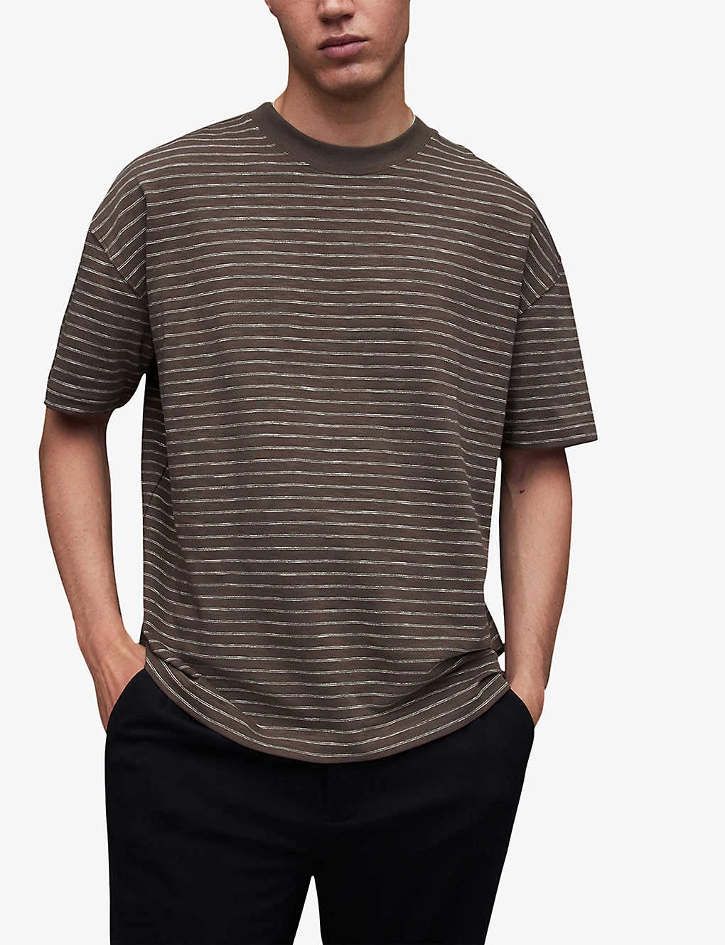 AllSaints Keaton Striped-pattern Organic-cotton T-shirt 3 AllSaints Keaton Striped-pattern Organic-cotton T-shirt - Image 3