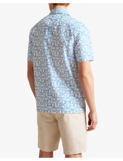 Ted Baker Geometric-print Short-sleeved Cotton Shirt -Selfridges Store R04144326 PLBLUE ALT03