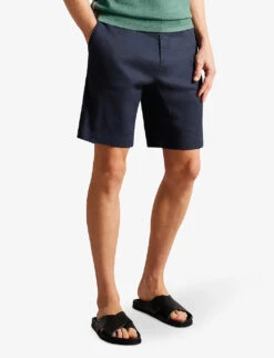 Ted Baker Leder Regular-fit Stretch-linen Shorts -Selfridges Store R04144328 NAVY ALT02