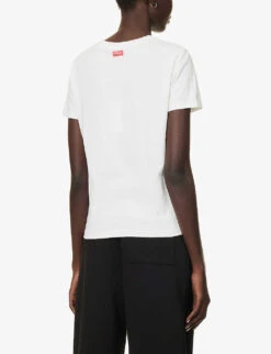 Kenzo Varsity Tiger Brand-print Cotton-jersey T-shirt -Selfridges Store R04145428 WHITE ALT03