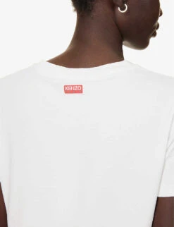 Kenzo Varsity Tiger Brand-print Cotton-jersey T-shirt -Selfridges Store R04145428 WHITE ALT04