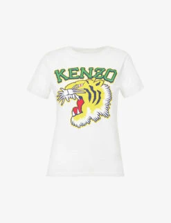 Kenzo Varsity Tiger Brand-print Cotton-jersey T-shirt