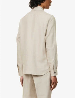 Oscar Jacobson Maverick Spread-collar Regular-fit Linen Overshirt -Selfridges Store R04145850 NATURALBEIGE ALT03