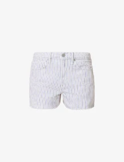 FRAME Le Brigitte Raw-hem Striped Denim Shorts