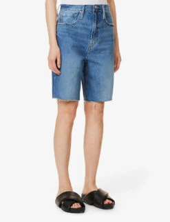 FRAME Bermuda Raw-hem High-rise Denim Shorts -Selfridges Store R04146410 DELAMO ALT02